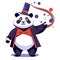 Cheerful panda dressed as a magician. Vector illustration in cartoon style. AI generated