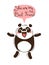 Cheerful panda screams You are my Best Friend. Vector illustration in cartoon style