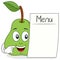 Cheerful Pear Character with Blank Menu