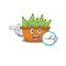 Cheerful pear fruit box cartoon character style with clock