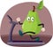 Cheerful Pear Fruit Running on a Treadmill Vector Cartoon