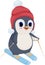 Cheerful penguin rides licks, character illustration