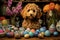 Cheerful pet in easter attire brightly illuminated portrait in a festive and playful setting