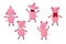 Cheerful pink pigs celebrate party. Vector illustration