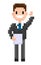 Cheerful Pixel Character Holding Document Paper