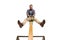 Cheerful positive bearded man riding on a seesaw with legs up
