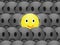 Cheerful positive and sad emoticons on dark background.