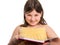 Cheerful reading girl