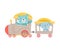 Cheerful Red Cheeked Bear and Koala Driving Toy Train Vector Illustration