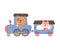 Cheerful Red Cheeked Cats Driving Toy Train Vector Illustration