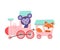 Cheerful Red Cheeked Fox and Bucket Ears Monkey Driving Toy Train Vector Illustration