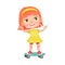 Cheerful Red-haired Girl Character Skateboarding Vector Illustration