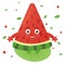 Cheerful red watermelon. Cute character in kawaii cartoon style. Print, postcard, icon
