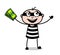 Cheerful Robber with Money in Hand Vector