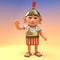 Cheerful Roman centurion soldier waves a friendly hello, 3d illustration