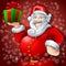 Cheerful Santa Claus with Box Gift