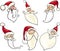 Cheerful santa claus cartoon faces icons set