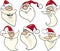 Cheerful santa claus cartoon faces icons set
