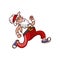 Cheerful Santa Claus in running action. Active lifestyle. Cartoon character. Sports theme. Vector design