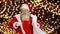 Cheerful Santa on lights background.