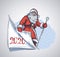 Cheerful santa turning a page, symbolic portrayed time