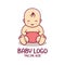 Cheerful smile baby sitting illustration for logo icon