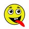 A cheerful smiley shows the tongue