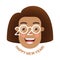 Cheerful smiling African girl with curvy hairstyle in glasses - a symbol of the upcoming 2020. Happy new year