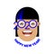 Cheerful smiling Asian girl with classic blue colored strand in glasses - a symbol of the upcoming 2020. Happy new year