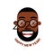 Cheerful smiling bearded African man with glasses - a symbol of the upcoming 2020. Happy new year