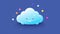 Cheerful smiling cloud after rain heralding clear skies and good weather, blue background