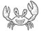 Cheerful smiling crab. Engraving vector illustration. Sketch