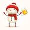 Cheerful snowman with beer. Isolated