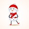 Cheerful snowman greets. Isolated. Christmas cute cartoon character.