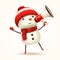 Cheerful snowman with megaphone. Isolated