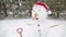 The cheerful snowman standing in the snow 6