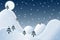 Cheerful snowy night winter scene illustration