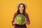 cheerful teen girl having fun. summertime. child hold water melon. watermelon