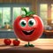 Cheerful Tomato Cartoon Character For Salad Illustrations
