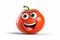 Cheerful Tomato Cartoon Character on Transparent Background. AI