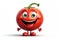 Cheerful Tomato Cartoon Character on Transparent Background. AI