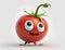 Cheerful Tomato Cartoon Character on White Background for Invitations and Posters.