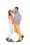 Cheerful trendy couple isolated