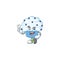 Cheerful vanilla blue cupcake mascot design with two fingers