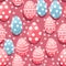 Cheerful and vibrant easter eggs forming a seamless pattern on a delightful pink solid background