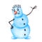 Cheerful watercolor snowman