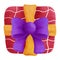 Cheerful watercolor xmas present with colorful gift box and bow