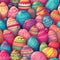 Cheerful and whimsical easter eggs seamless pattern with vibrant colors on a bright solid background