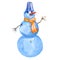 Cheerful winter smiling snowman. watercolor illustration