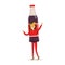 Cheerful woman wearing soda drink bottle costume, puppets food vector Illustration